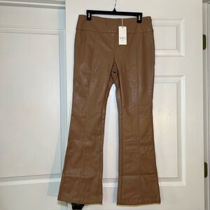 VICI Exclusive x Fate Tan / Light Brown Faux Leather Flare High Rise Pants XL